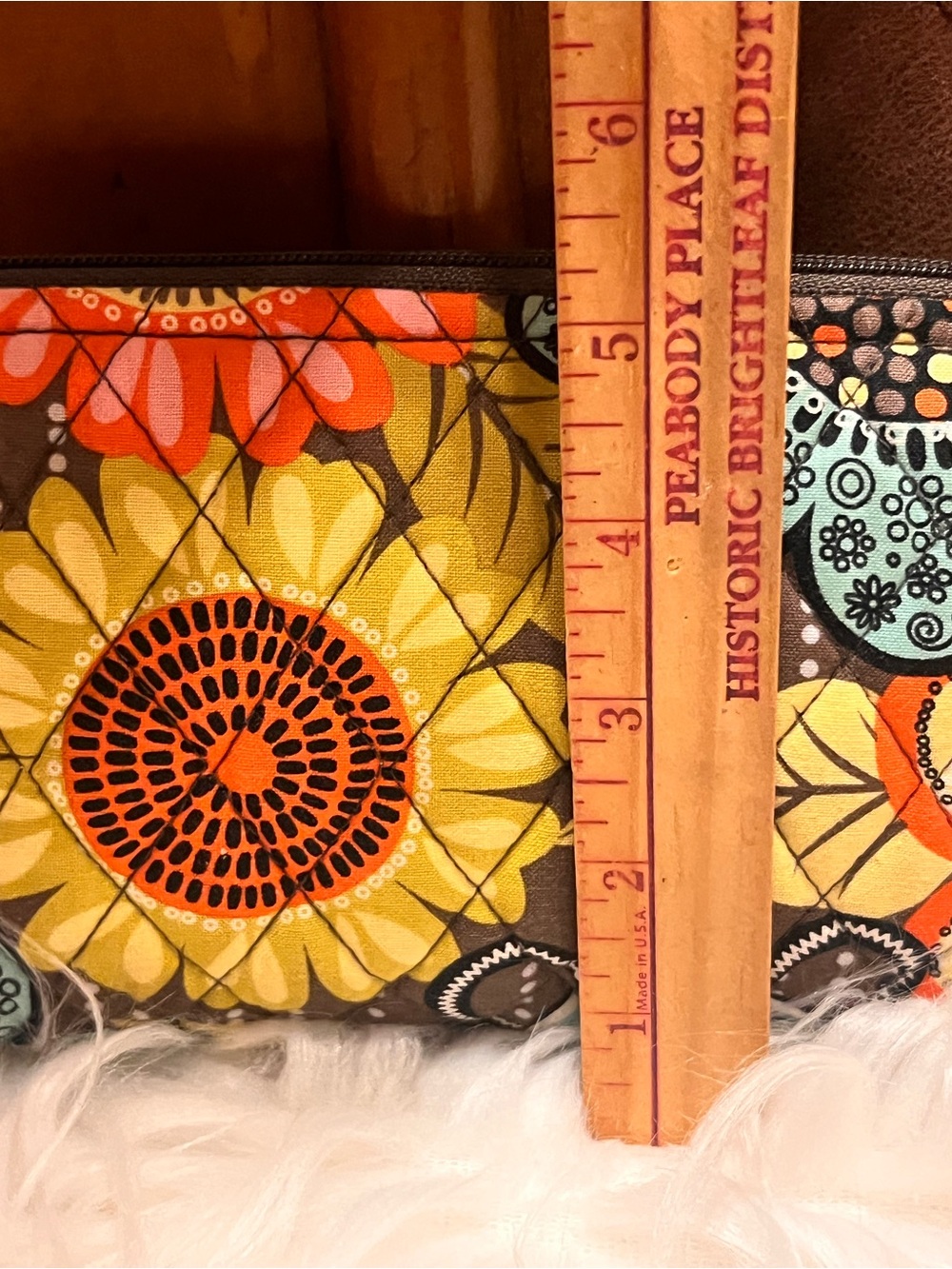 Vera Bradley Orange Floral Quilted Cosmetic Pouch with Aqua & Yellow Accents - Picture 9 of 9